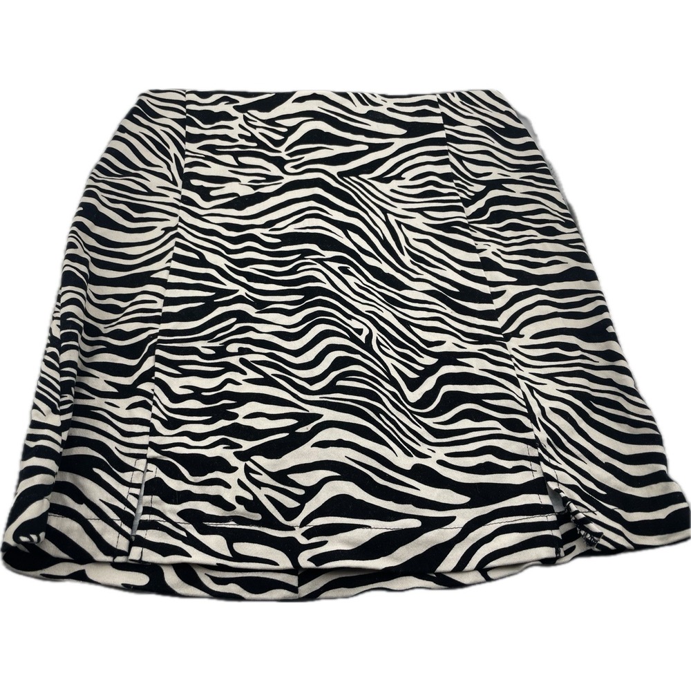 Zebra Print Stripe Mini Skirt Black White 90's Y2K The nanny Fran Fine XS Sz 3‎